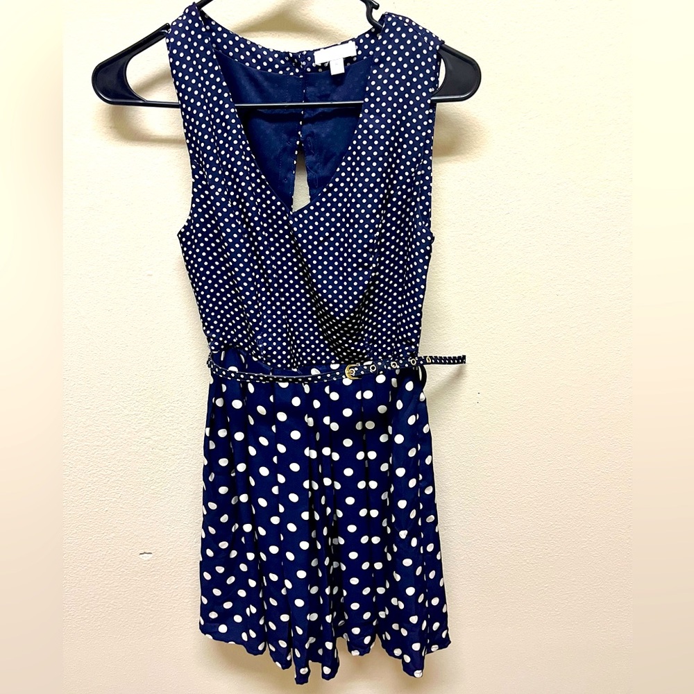 Navy Blue Polkadot Dress
